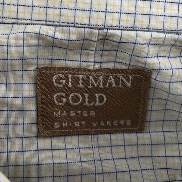 Gitman Gold Mens Dress Shirt Size 3XL 19 Neck Long Sleeve Button Down Checkered - Picture 6 of 12
